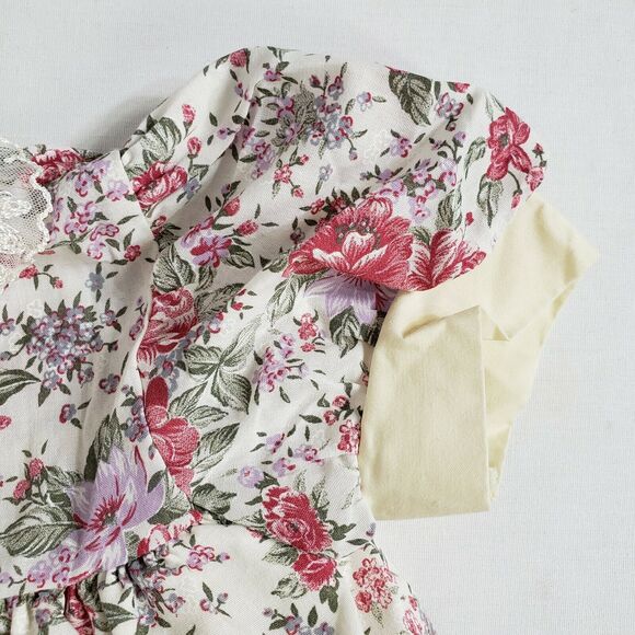 Vtg Nursery Rhyme Girls 6-12 Mths Party Dress Floral Lined Bow Lace Multicolor - Picture 8 of 11